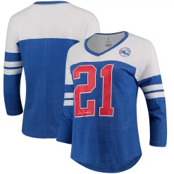 Women's Fanatics Branded Joel Embiid Royal Philadelphia 76ers Starstruck Name & Number Tri-Blend 3/4-Sleeve V-Neck T-Shirt -Fanatics Clothing Shop 3993027 ALT
