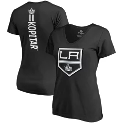 Women's Fanatics Branded Anze Kopitar Black Los Angeles Kings Plus Size Backer Name & Number V-Neck T-Shirt