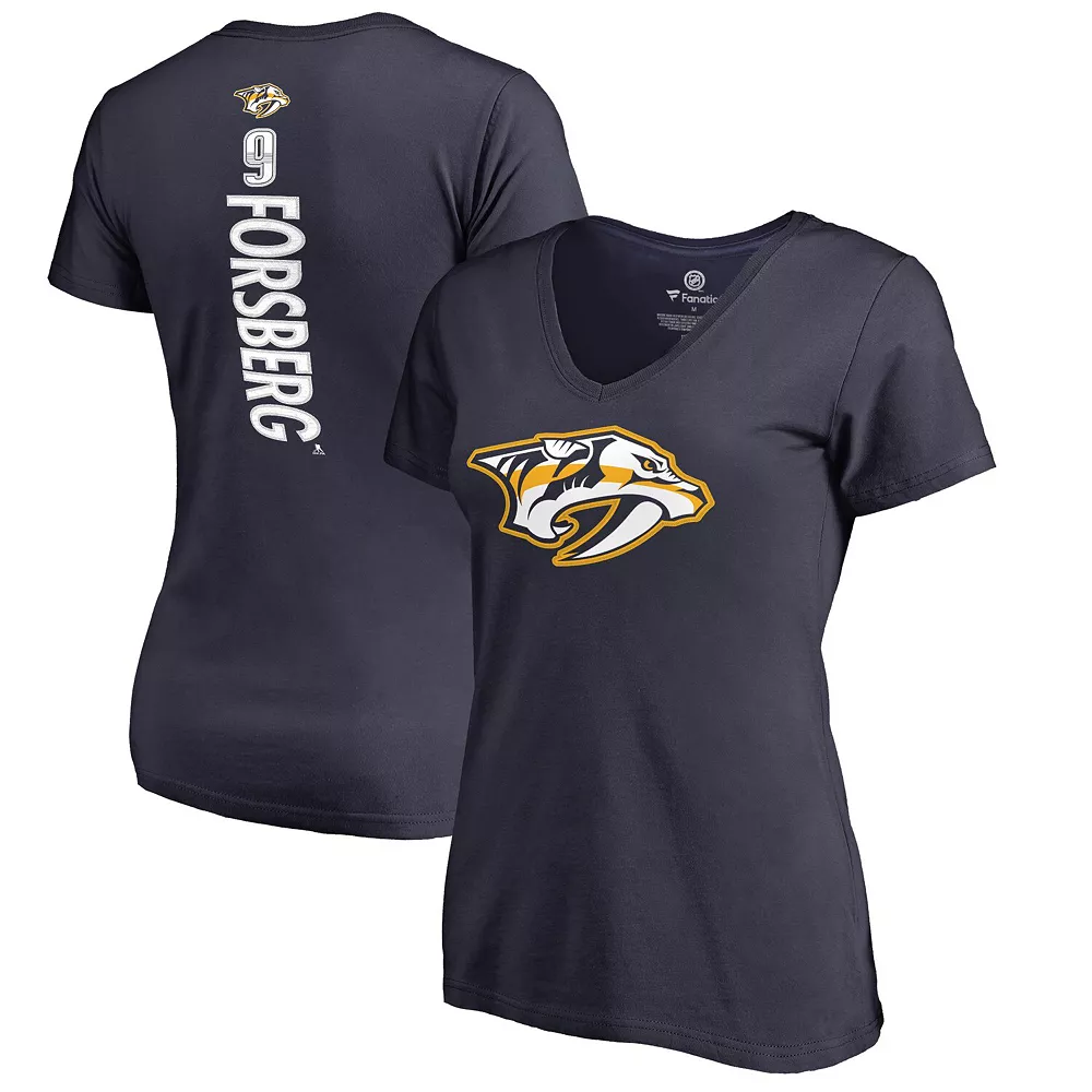 Women's Adult Filip Forsberg Navy Nashville Predators Plus Size Backer Name & Number T-Shirt 4 Women's Adult Filip Forsberg Navy Nashville Predators Plus Size Backer Name & Number T-Shirt - Image 2