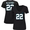 Women's Majestic Christian McCaffrey Black Carolina Panthers Plus Size Fair Catch Name & Number V-Neck T-Shirt -Fanatics Clothing Shop 4006747