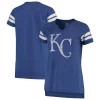 Women's Fanatics Branded Royal/White Kansas City Royals Tri-blend Wordmark Notch Neck T-Shirt -Fanatics Clothing Shop 4140168