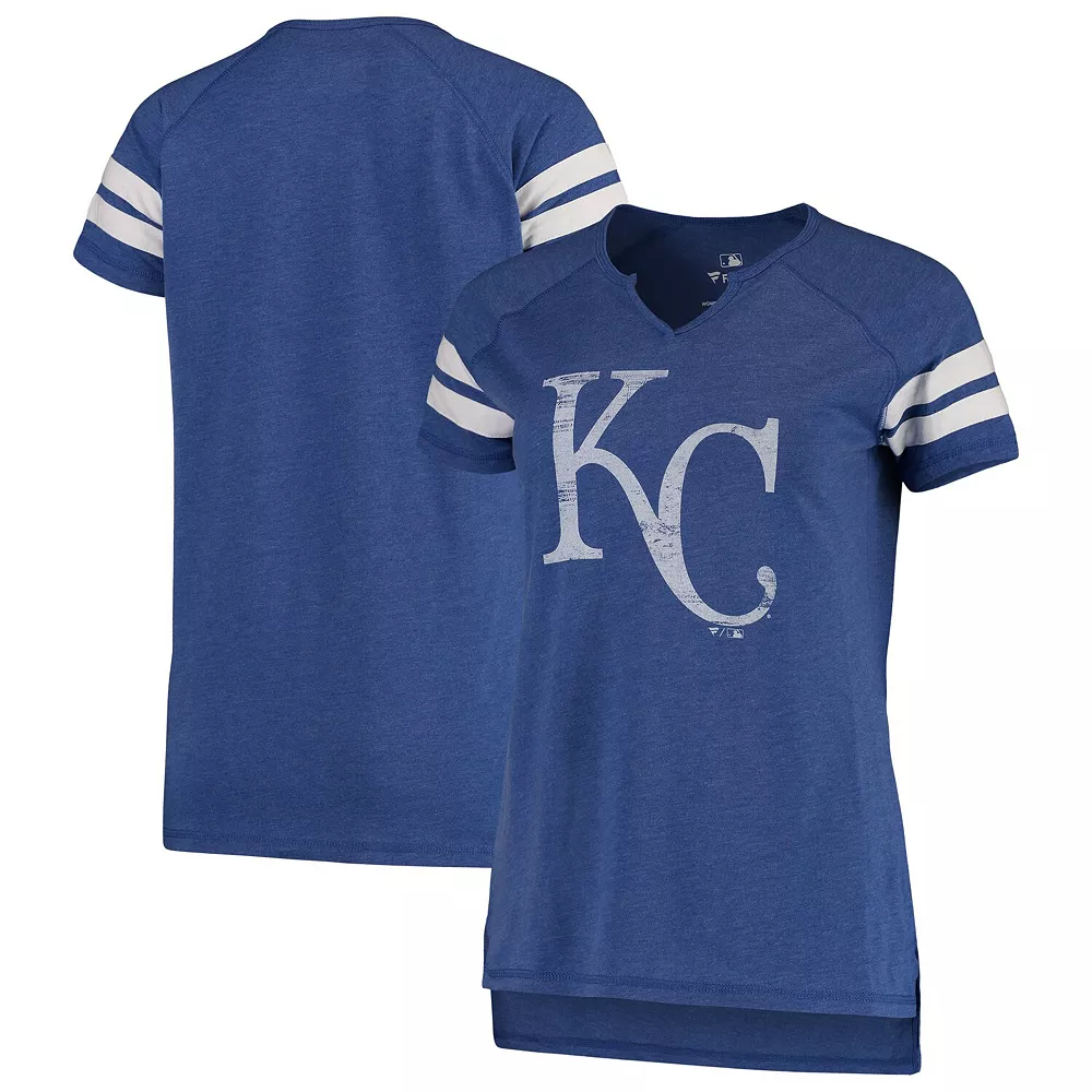 Women's Fanatics Branded Royal/White Kansas City Royals Tri-blend Wordmark Notch Neck T-Shirt 4 Women's Fanatics Branded Royal/White Kansas City Royals Tri-blend Wordmark Notch Neck T-Shirt - Image 2
