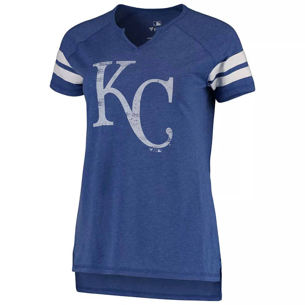 Women's Fanatics Branded Royal/White Kansas City Royals Tri-blend Wordmark Notch Neck T-Shirt 5 Women's Fanatics Branded Royal/White Kansas City Royals Tri-blend Wordmark Notch Neck T-Shirt - Image 3
