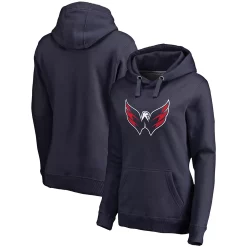 Women's Fanatics Branded Navy Washington Capitals Primary Team Logo Fleece V-Neck Pullover Hoodie