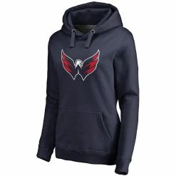 Women's Fanatics Branded Navy Washington Capitals Primary Team Logo Fleece V-Neck Pullover Hoodie -Fanatics Clothing Shop 4179104 ALT2