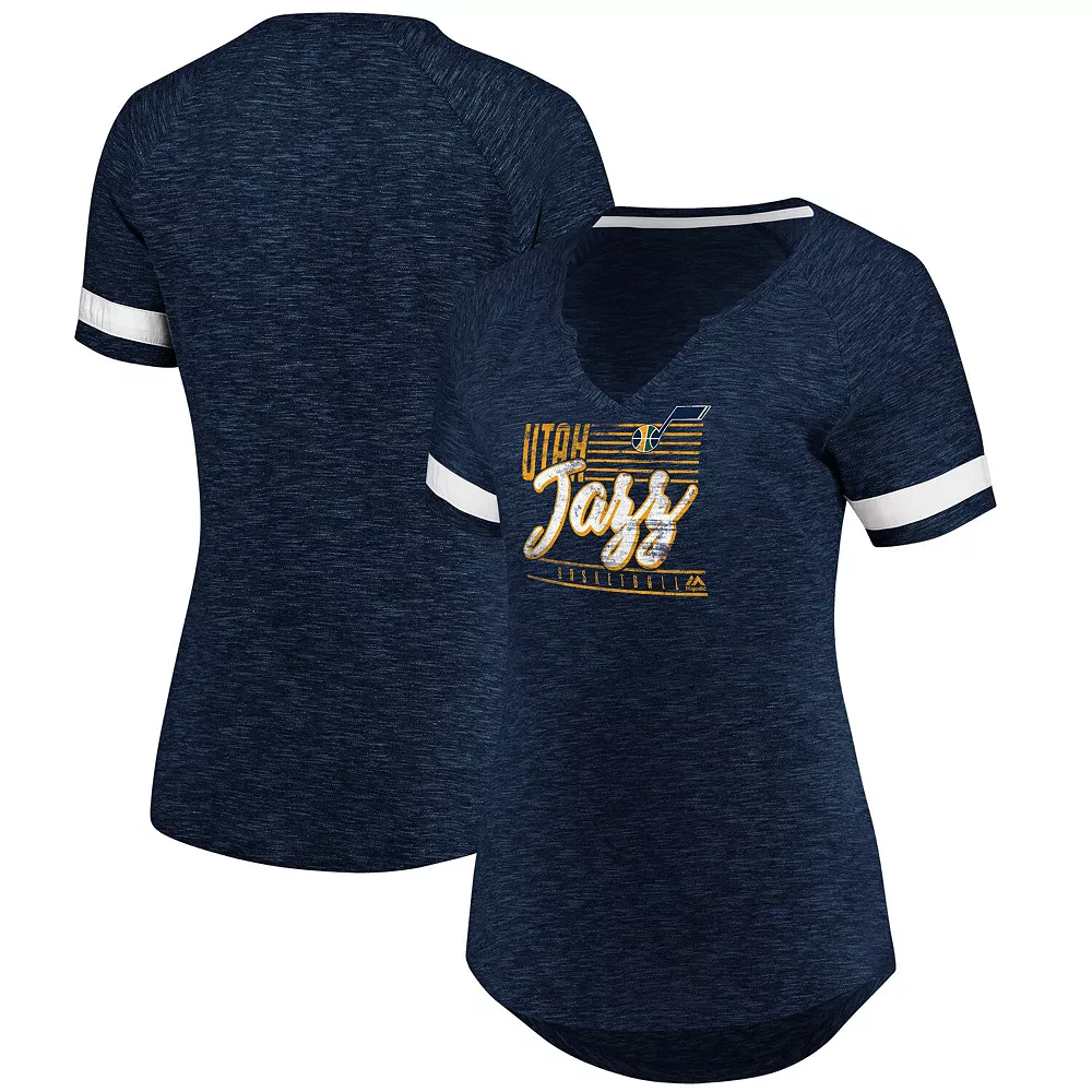 Women's Fanatics Branded Navy/White Utah Jazz Showtime Winning With Pride Notch Neck T-Shirt 4 Women's Fanatics Branded Navy/White Utah Jazz Showtime Winning With Pride Notch Neck T-Shirt - Image 2