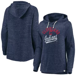 Women's Fanatics Branded Navy Cleveland Indians Faded Script Raglan Pullover Hoodie -Fanatics Clothing Shop 4280910 ALT