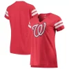 Women's Fanatics Branded Red/White Washington Nationals Tri-blend Wordmark Notch Neck T-Shirt -Fanatics Clothing Shop 4284554
