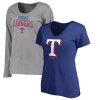 Women's Fanatics Branded Royal/Gray Texas Rangers V-Neck T-Shirt Combo Set -Fanatics Clothing Shop 4285556