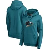 Women's Fanatics Branded Teal San Jose Sharks Primary Team Logo Fleece V-Neck Pullover Hoodie -Fanatics Clothing Shop 4363992