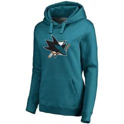 Women's Fanatics Branded Teal San Jose Sharks Primary Team Logo Fleece V-Neck Pullover Hoodie -Fanatics Clothing Shop 4363992 ALT2