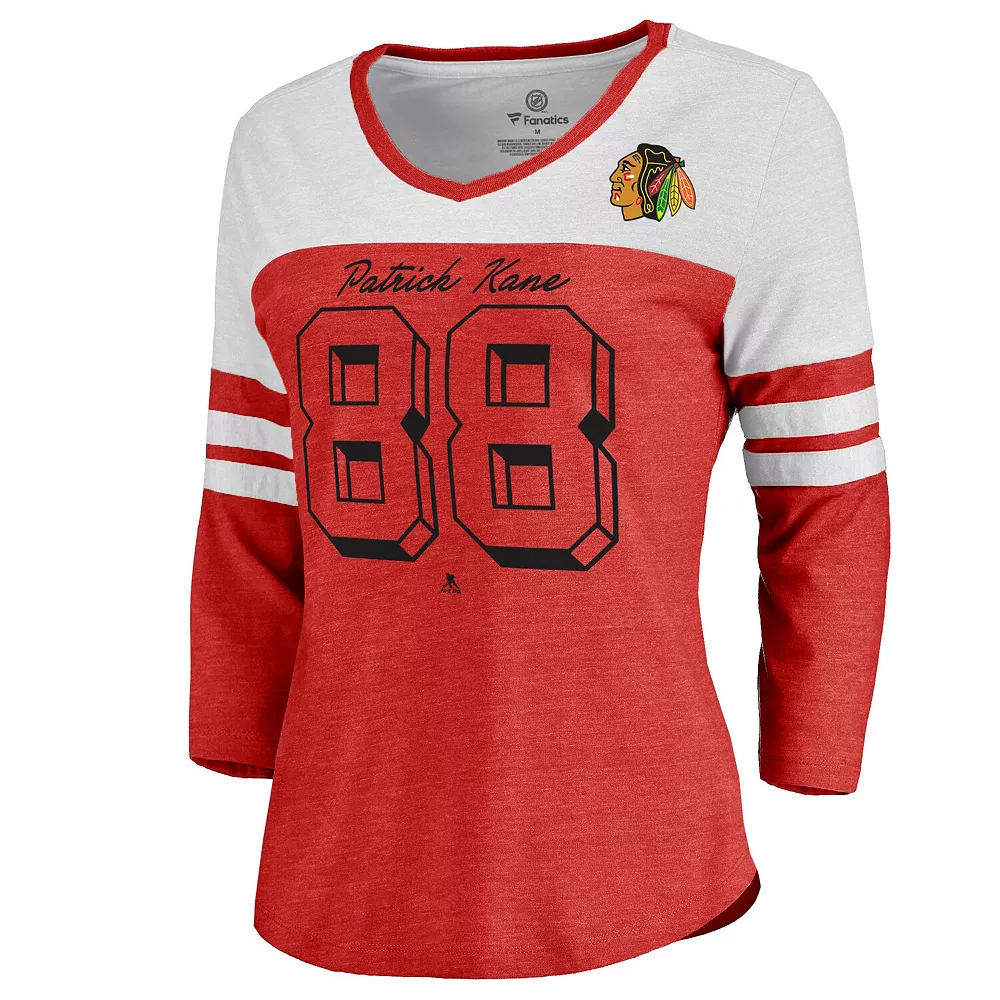 Women's Fanatics Branded Patrick Kane Red/White Chicago Blackhawks Big Shot 3/4 Sleeve Raglan T-Shirt 4 Women's Fanatics Branded Patrick Kane Red/White Chicago Blackhawks Big Shot 3/4 Sleeve Raglan T-Shirt - Image 2