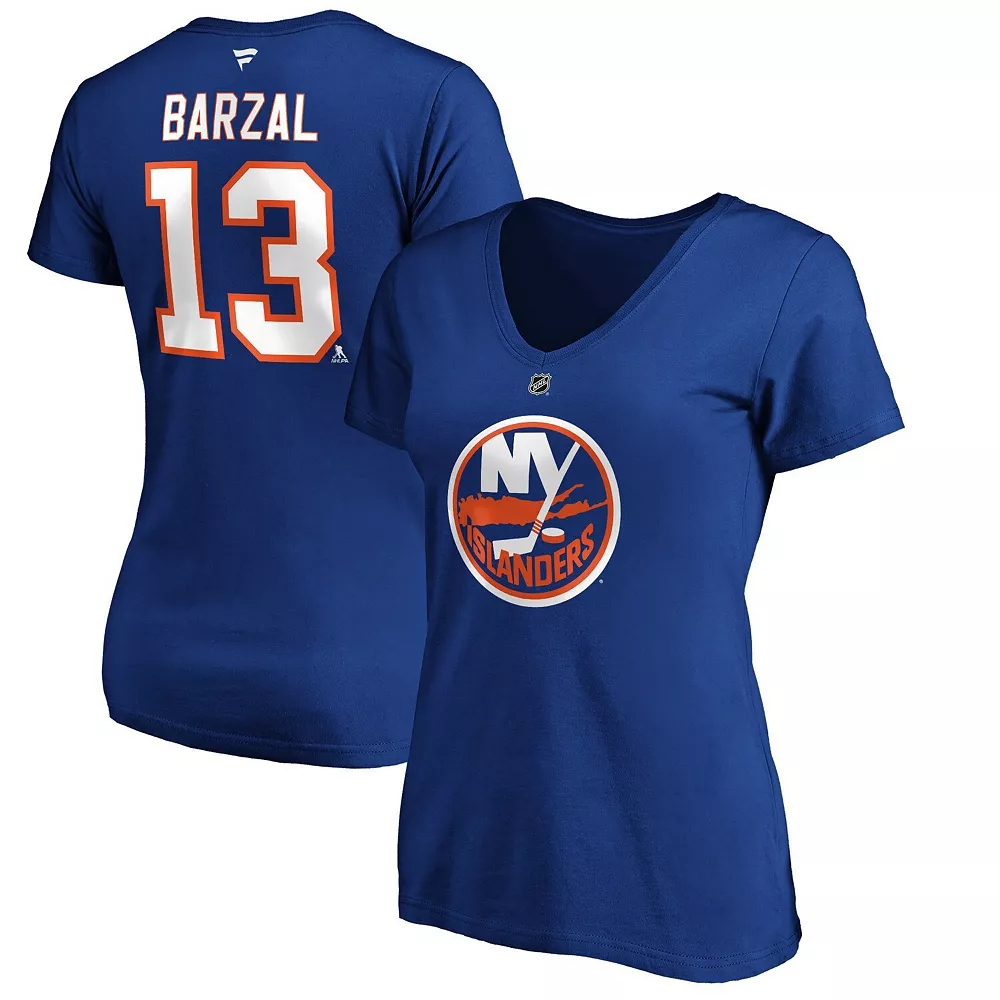 Women's Fanatics Branded Mathew Barzal Royal New York Islanders Team Authentic Stack Name & Number V-Neck T-Shirt 4 Women's Fanatics Branded Mathew Barzal Royal New York Islanders Team Authentic Stack Name & Number V-Neck T-Shirt - Image 2