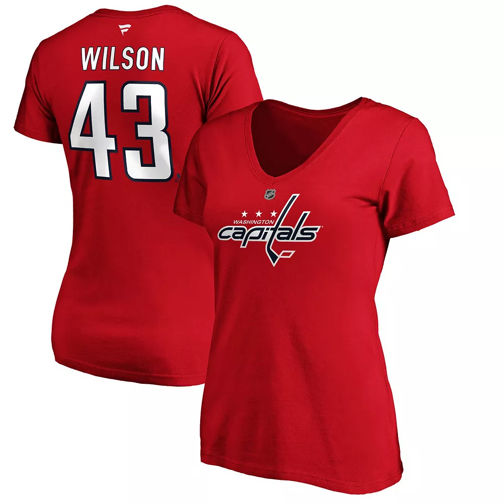 Women's Fanatics Branded Tom Wilson Red Washington Capitals Authentic Stack Name and Number V-Neck T-Shirt 4 Women's Fanatics Branded Tom Wilson Red Washington Capitals Authentic Stack Name and Number V-Neck T-Shirt - Image 2