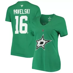 Women's Fanatics Branded Joe Pavelski Kelly Green Dallas Stars Team Authentic Stack Name & Number V-Neck T-Shirt
