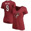 Women's Fanatics Branded Clayton Keller Garnet Arizona Coyotes Authentic Stack Name and Number V-Neck T-Shirt -Fanatics Clothing Shop 4375011
