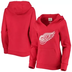 Women's Fanatics Branded Red Detroit Red Wings Primary Team Logo Fleece V-Neck Pullover Hoodie -Fanatics Clothing Shop 4375763 ALT