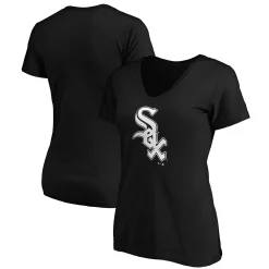 Women's Fanatics Branded Black Chicago White Sox Core Official Logo V-Neck T-Shirt
