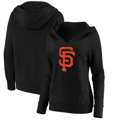 Women's Fanatics Branded Black San Francisco Giants Official Logo Crossover V-Neck Pullover Hoodie -Fanatics Clothing Shop 4383548 ALT