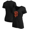 Women's Fanatics Branded Black San Francisco Giants Core Official Logo V-Neck T-Shirt -Fanatics Clothing Shop 4386358