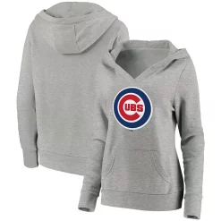 Women's Fanatics Branded Heathered Gray Chicago Cubs Official Logo Crossover V-Neck Pullover Hoodie 5 Women's Fanatics Branded Heathered Gray Chicago Cubs Official Logo Crossover V-Neck Pullover Hoodie -Fanatics Clothing Shop 4388267 ALT