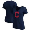 Women's Fanatics Branded Navy Cleveland Indians Core Official Logo V-Neck T-Shirt -Fanatics Clothing Shop 4389508