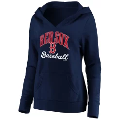 Women's Fanatics Branded Navy Boston Red Sox Victory Script Crossover Neck Pullover Hoodie -Fanatics Clothing Shop 4443576 ALT2