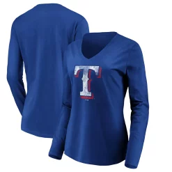 Women's Fanatics Branded Royal Texas Rangers Core Team Long Sleeve V-Neck T-Shirt