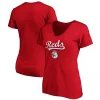 Women's Fanatics Branded Red Cincinnati Reds Team Logo Lockup V-Neck T-Shirt -Fanatics Clothing Shop 4444073