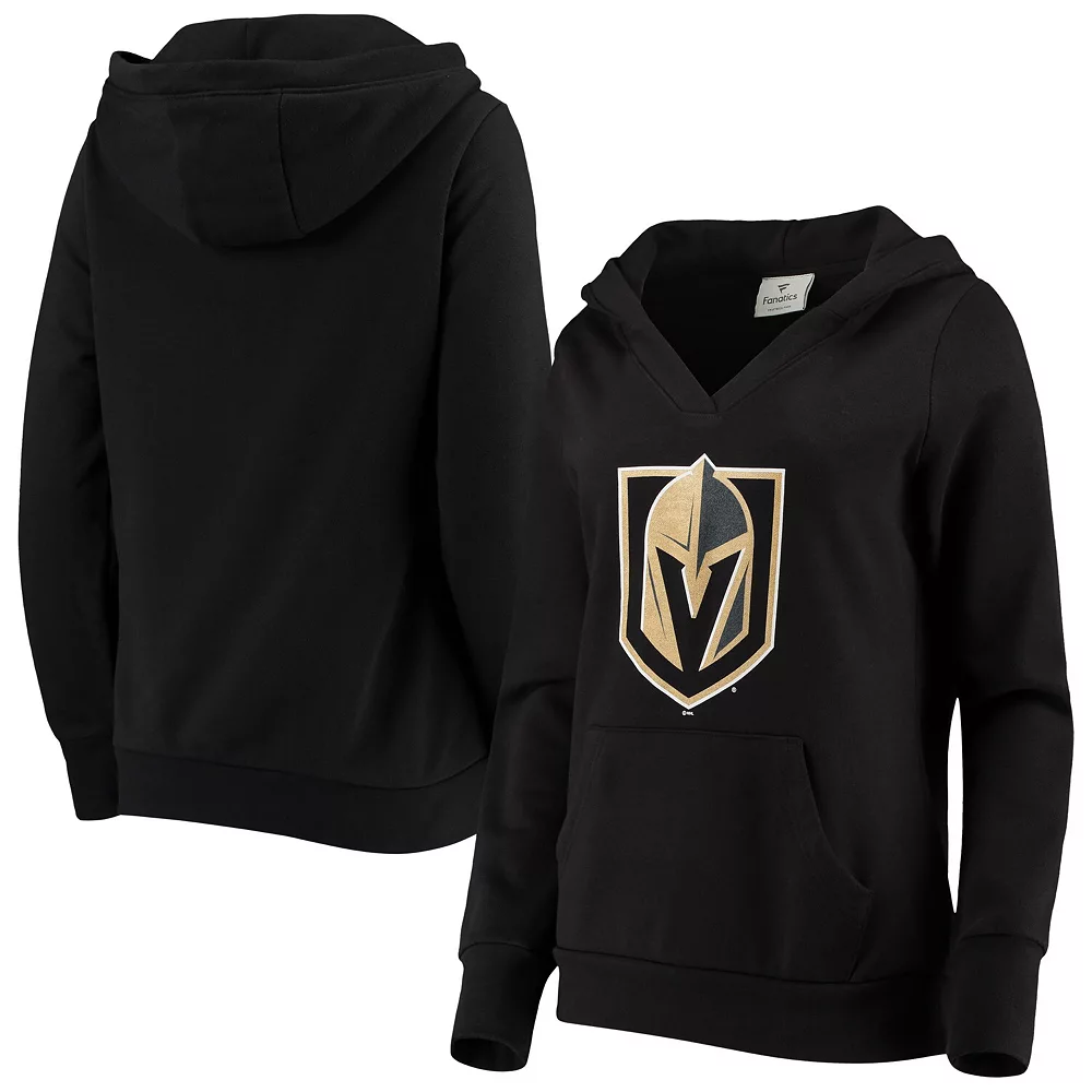 Women's Fanatics Branded Black Vegas Golden Knights Primary Team Logo Fleece V-Neck Pullover Hoodie 3 Women's Fanatics Branded Black Vegas Golden Knights Primary Team Logo Fleece V-Neck Pullover Hoodie