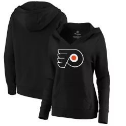 Women's Fanatics Branded Black Philadelphia Flyers Primary Logo V-Neck Pullover Hoodie -Fanatics Clothing Shop 4444901 ALT
