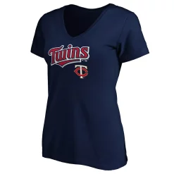 Women's Fanatics Branded Navy Minnesota Twins Team Logo Lockup V-Neck T-Shirt -Fanatics Clothing Shop 4446038 ALT2