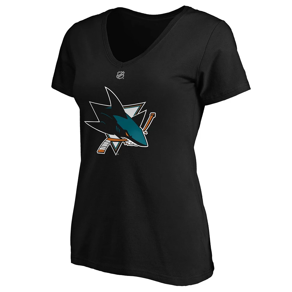 Women's Fanatics Branded Brent Burns Black San Jose Sharks Authentic Stack Name & Number V-Neck T-Shirt 5 Women's Fanatics Branded Brent Burns Black San Jose Sharks Authentic Stack Name & Number V-Neck T-Shirt - Image 3