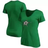 Women's Fanatics Branded Kelly Green Dallas Stars Primary Logo V-Neck T-Shirt