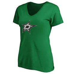 Women's Fanatics Branded Kelly Green Dallas Stars Primary Logo V-Neck T-Shirt -Fanatics Clothing Shop 4446137 ALT2
