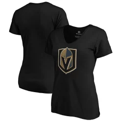Women's Fanatics Branded Black Vegas Golden Knights Primary Logo V-Neck T-Shirt -Fanatics Clothing Shop 4447425 ALT