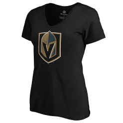 Women's Fanatics Branded Black Vegas Golden Knights Primary Logo V-Neck T-Shirt -Fanatics Clothing Shop 4447425 ALT2