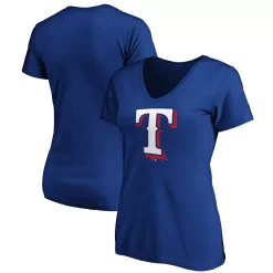 Women's Fanatics Branded Royal Texas Rangers Core Official Logo V-Neck T-Shirt