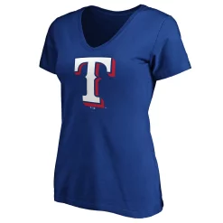 Women's Fanatics Branded Royal Texas Rangers Core Official Logo V-Neck T-Shirt -Fanatics Clothing Shop 4447973 ALT2