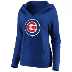 Women's Fanatics Branded Royal Chicago Cubs Official Logo Crossover V-Neck Pullover Hoodie -Fanatics Clothing Shop 4449265 ALT2