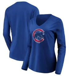 Women's Fanatics Branded Royal Chicago Cubs Core Team Long Sleeve V-Neck T-Shirt