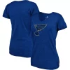 Women's Fanatics Branded Heathered Blue St. Louis Blues Distressed Team Tri-Blend V-Neck T-Shirt -Fanatics Clothing Shop 4449389