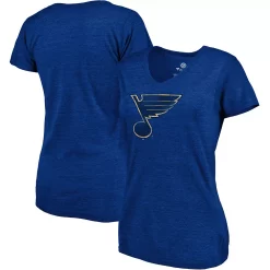 Women's Fanatics Branded Heathered Blue St. Louis Blues Distressed Team Tri-Blend V-Neck T-Shirt -Fanatics Clothing Shop 4449389 ALT