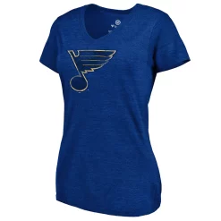 Women's Fanatics Branded Heathered Blue St. Louis Blues Distressed Team Tri-Blend V-Neck T-Shirt -Fanatics Clothing Shop 4449389 ALT2