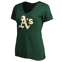 Women's Fanatics Branded Green Oakland Athletics Core Official Logo V-Neck T-Shirt -Fanatics Clothing Shop 4449741 ALT2