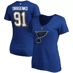 Women's Fanatics Branded Vladimir Tarasenko Blue St. Louis Blues Authentic Stack Name & Number V-Neck T-Shirt