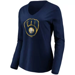 Women's Fanatics Branded Navy Milwaukee Brewers Core Team Long Sleeve V-Neck T-Shirt 7 Women's Fanatics Branded Navy Milwaukee Brewers Core Team Long Sleeve V-Neck T-Shirt -Fanatics Clothing Shop 4450240 ALT2