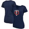 Women's Fanatics Branded Heathered Navy Minnesota Twins Core Weathered Tri-Blend V-Neck T-Shirt -Fanatics Clothing Shop 4532467