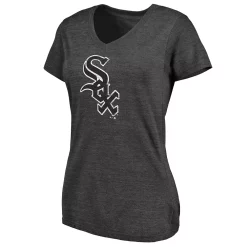 Women's Fanatics Branded Heathered Charcoal Chicago White Sox Core Weathered Tri-Blend V-Neck T-Shirt -Fanatics Clothing Shop 4542024 ALT2