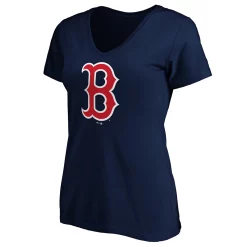 Women's Fanatics Branded Navy Boston Red Sox Core Official Logo V-Neck T-Shirt -Fanatics Clothing Shop 4560277 ALT2